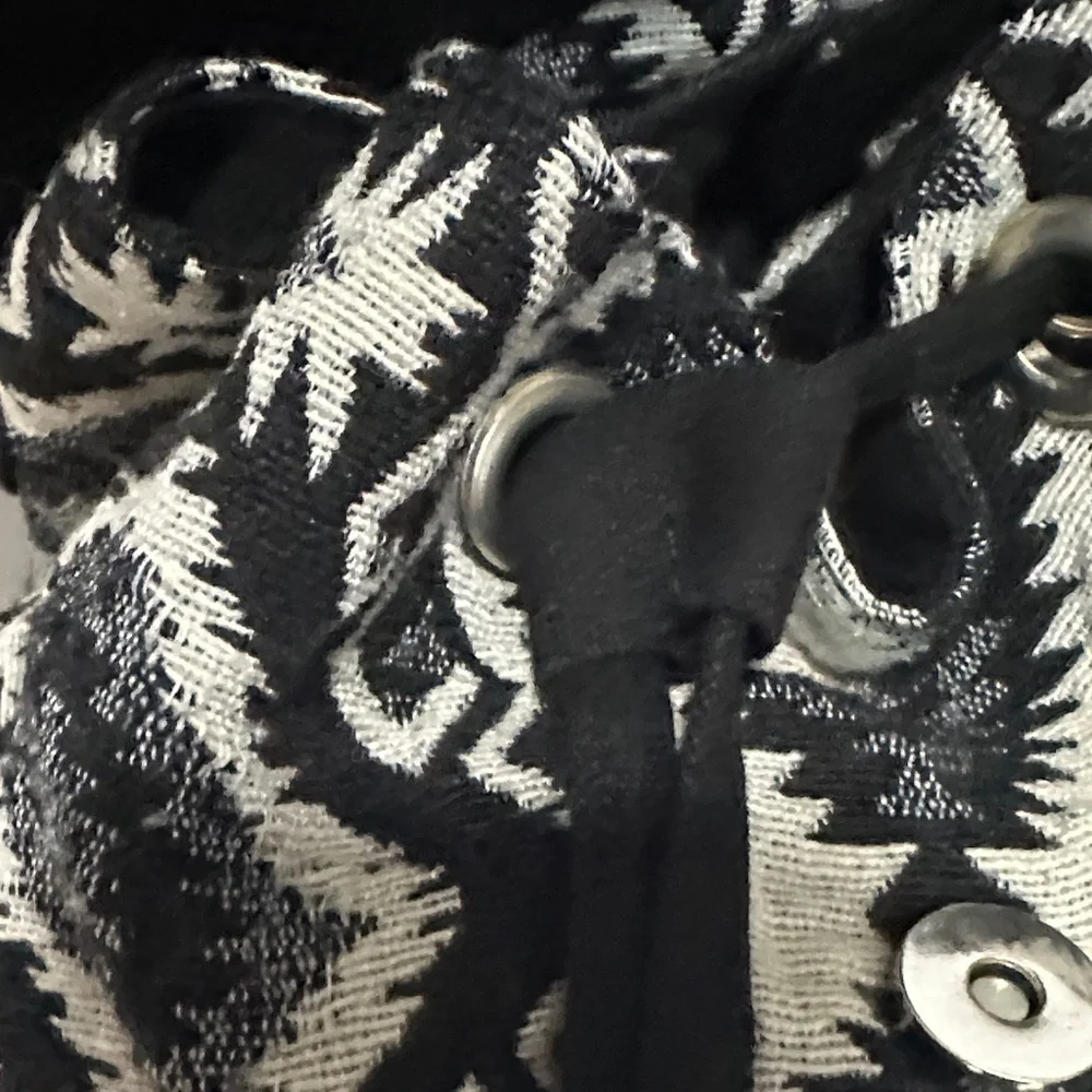 Aztec or Southwestern-style geometric print Black and White Backpack EUC